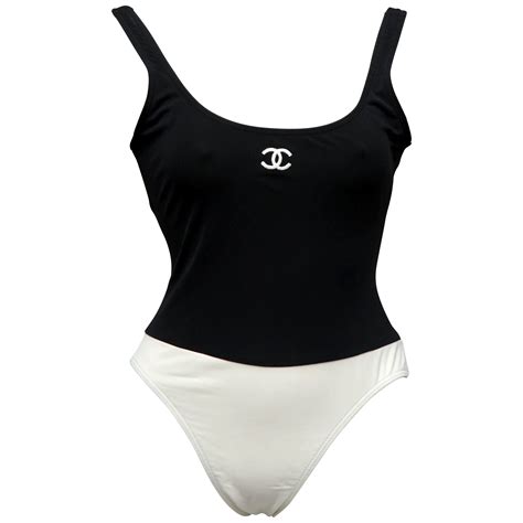 black and white chanel swimsuit|chanel bikini peach.